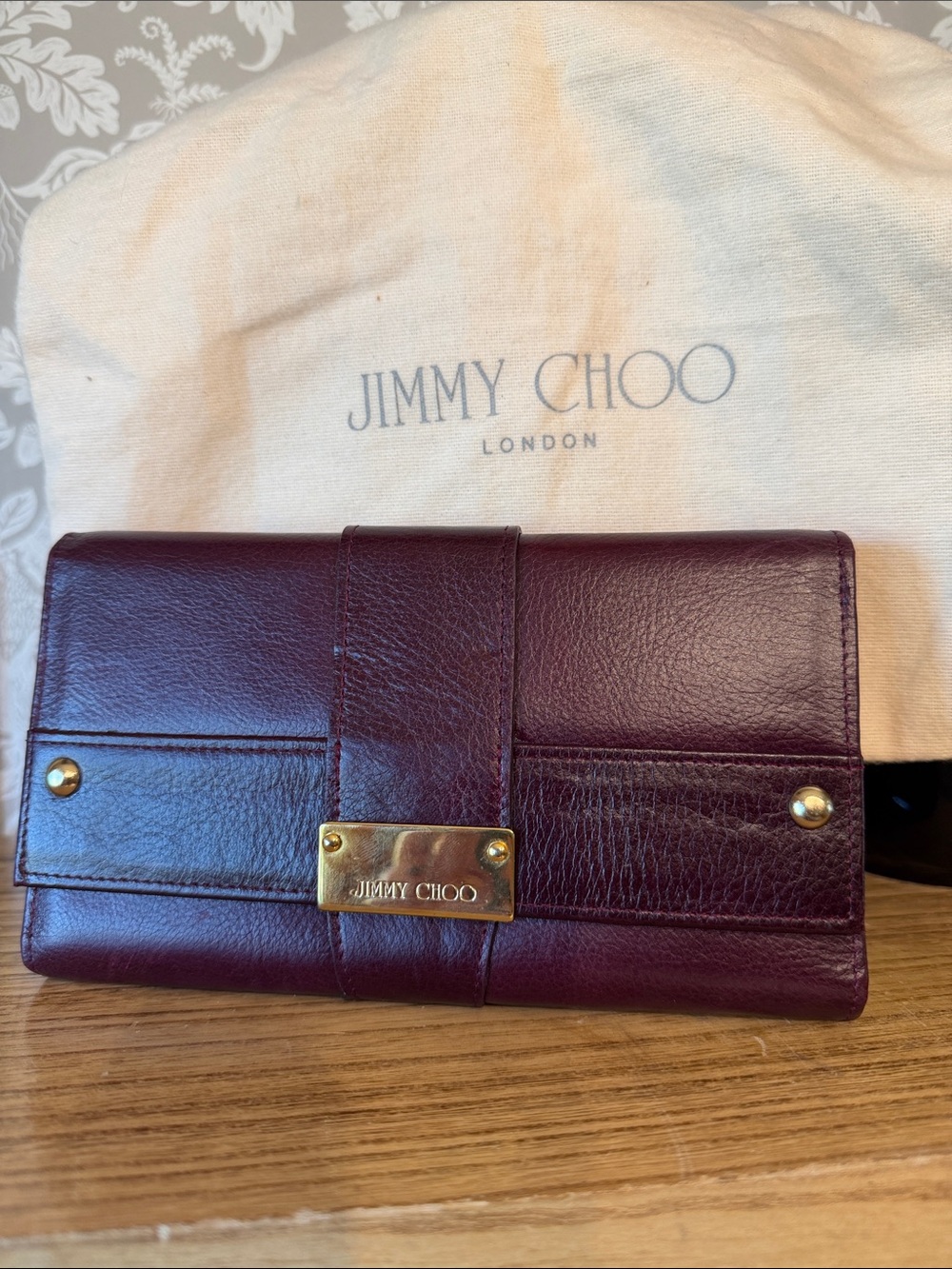 Jimmy Choo Oxblood Wallet Clutch w/ Dustbag